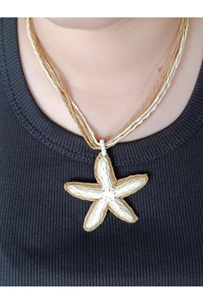 RP COMPANY Beige''Starfish'' Wicker Necklace