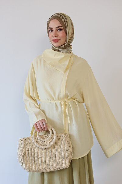 QUWİQ Women's Cross Collar Hidden Button Hijab Shirt