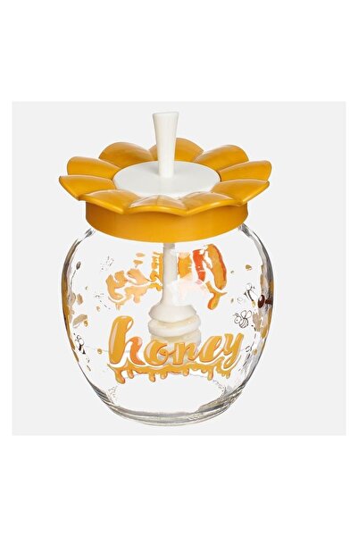 Jumbo Recipient pentru miere din sticlă, cu capac și linguriță, 370 ml, elega...