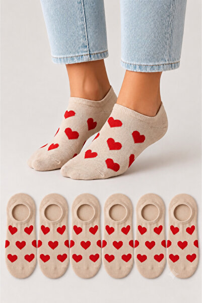 Ducks Socks Women's Seamless Soft Cotton Heart Patterned 6-Piece Sneakers Socks