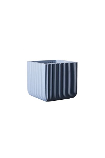 SUPERGREENS Γλάστρα Πήλινη Τετράγωνη ''Stripe'' Μπλε L 37x37x33 εκ.