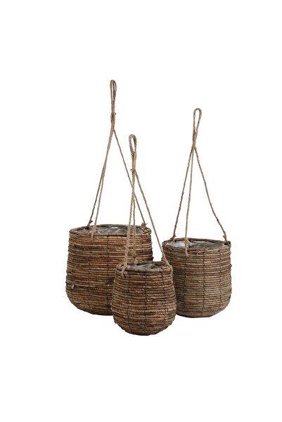SUPERGREENS Κασπώ Κρεμαστό Σχοινί Set/3 Kαφέ 33x33x31 εκ.