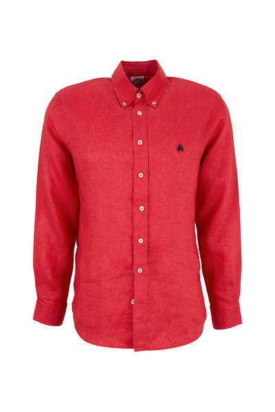 BROOKS BROTHERS Kırmızı Erkek Düğmeli Regular Fit Logo Baskılı Gömlek BBSS26M...