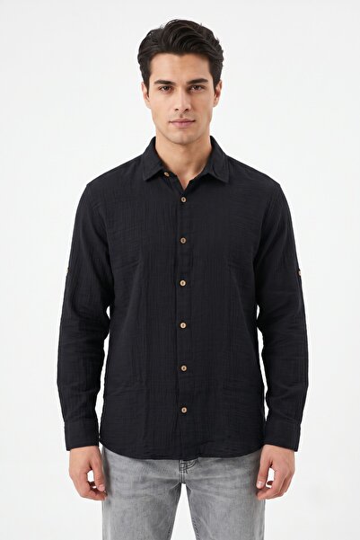 Mösyö Men's Breathable Muslin Fabric Long Sleeve Shirt Bgl-St05593