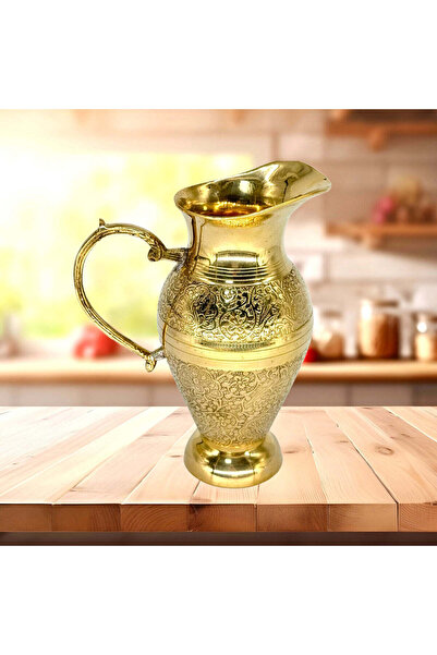 Al Athar Arts Mughal Style Brass Water Serving Jug – Handcrafted Elegance Gol...