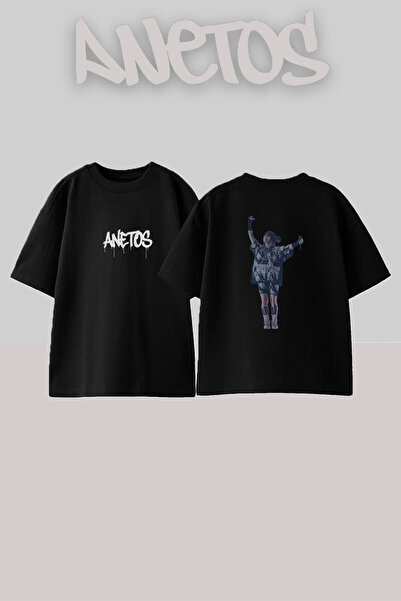 Anetos Billie Eilish_114 Design Printed Unisex Oversize Black Tshirt