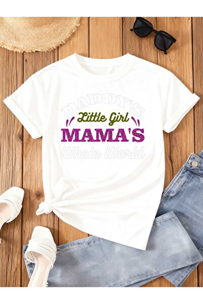 BASEPULSE تي شيرت نسائي دائري أبيض بتصميم مرح من Daddy'S Mama'S World، ملابس ...