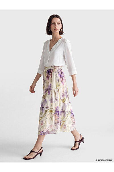 LC Waikiki Trendlucky Floral Pleated Skirt with Elastic Waist