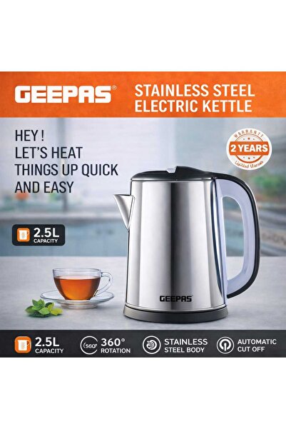Geepas 2.5L Stainless Steel Electric Kettle Fast Boil Water Heater