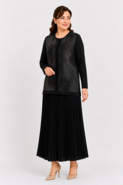 Mutlu City Women's Middle Age and Above Sandy Kupra Fabric Mother Pleated Ski...