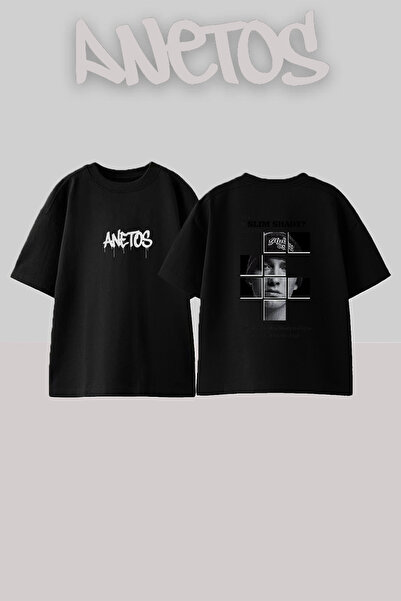 Anetos Slim Shady_2 Σχέδιο με στάμπα Unisex Oversize Μαύρο T-shirt