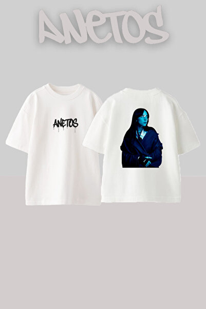 Anetos Billie Eilish_109 Design Printed Unisex Oversize Fit White Tshirt