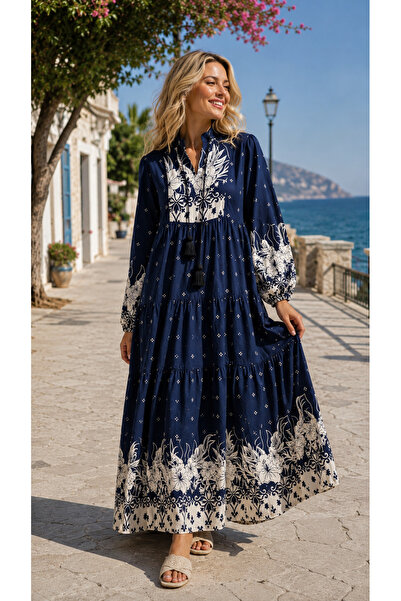 forte bella Trend Maxi Boy Ethnic Pattern Viscose Dress