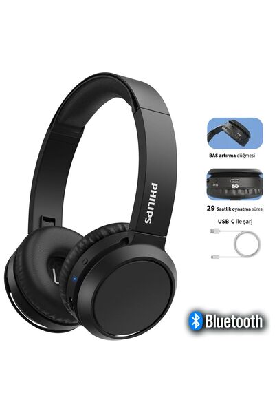 Philips Mikrofonlu Bluetooth 5.0 Kulak Üstü Kulaklık 29 Saat Pil Hızlı Şarj K...