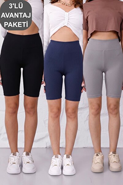 Mijja 3-Pack Women's No-Show Extra Flexible High Waist Biker Ribbed Shorts Le...