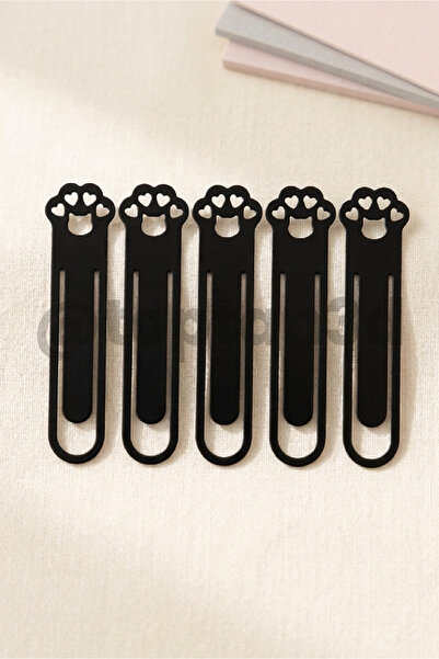 Toptan3D (Pack of 5) Black Paw Bookmark, Cute Cat Paw Shaped Bookmark, Gift f...