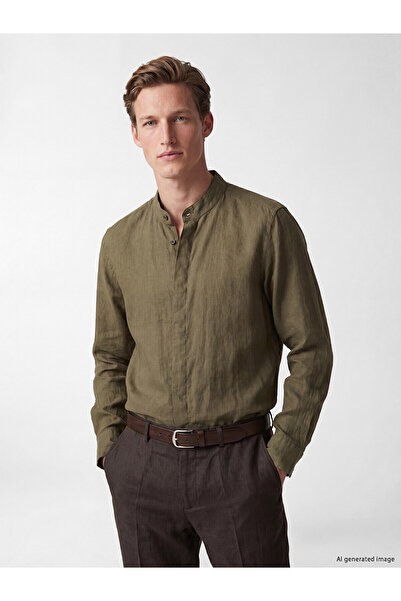 LC Waikiki Nevavm Regular Fit 100% Linen Men's Shirt with Difference