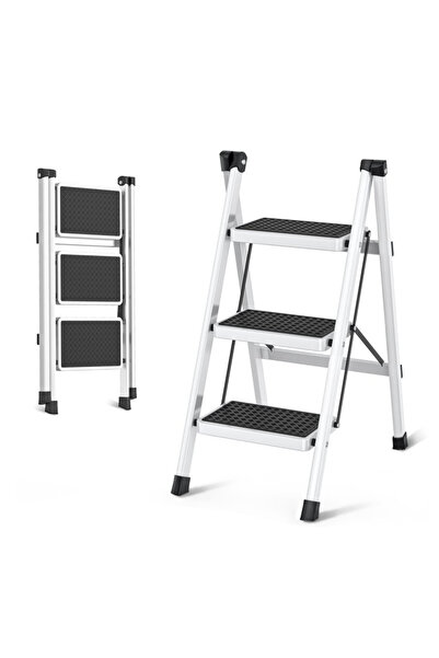 Cady One 3 Step Folding Step Stool with Wide Anti-Slip Pedals Heavy Duty with...