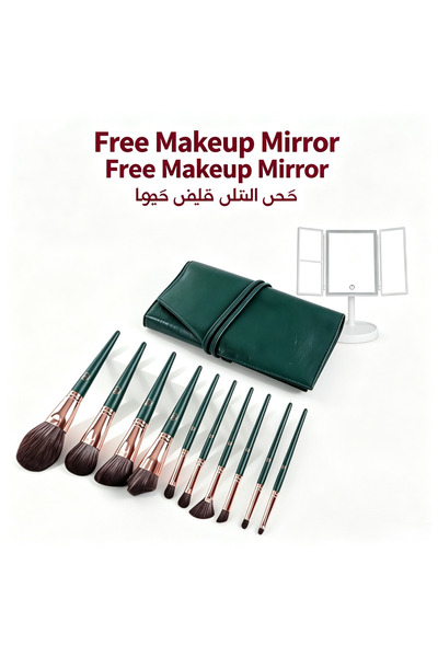 Yallabena 10Pcs Makeup Brush Set Lacquered Wood Handle Cosmetic Brushes with ...