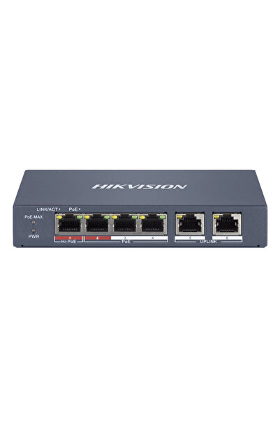 Hikvision Διαχειριζόμενος διακόπτης DS-3E1106HP-EI, 4 θύρες PoE & 2 θύρες RJ4...