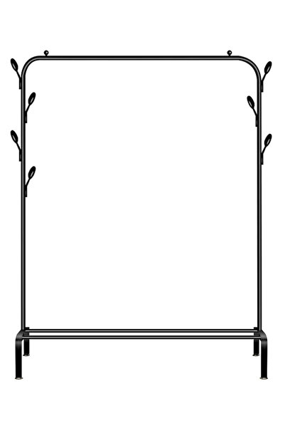 OEM HOME USE κρεμάστρα δαπέδου HUH-0179, μεταλλική, 110x40x150cm, μαύρη