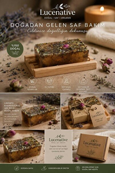 lucenative 100% Natural Content Handmade Rose & Lavender Soap Gently Cleanses...