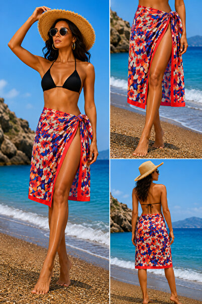 Pareo Colorful Patterned Women's Pareo, Beach Shawl 70X180 cm