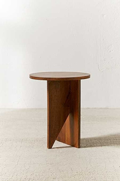 ibrahim suleiman al saqami Modern Geometric Wooden Side Table – 45x65 cm Roun...