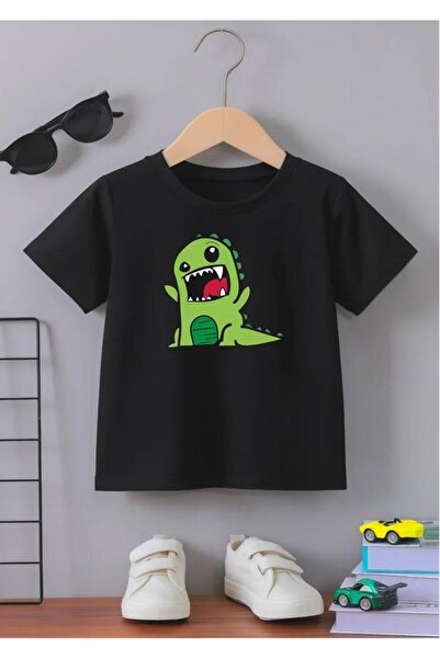 SVART WEAR تي شيرت Rawr مطبوع برقبة دائرية 100% قطن وأكمام قصيرة للأطفال والم...