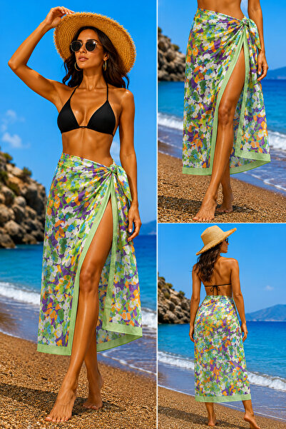 Pareo Colorful Patterned Women's Pareo, Beach Shawl 70X180 cm