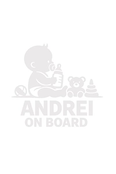 OEM Autocolant decorativ auto  "ANDREI LA BORD ", 10cm, Alb