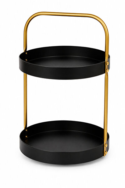 PUPS 2-Tier Stackable Tray, 20 x 30 cm, Black, Fruit, Sweets and Cosmetics Or...