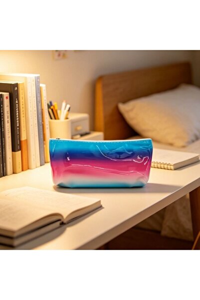 idei Portpix Trapezoidal Lucios Gradient Albastru-Roz cu Fermoar, Husă Spațio...