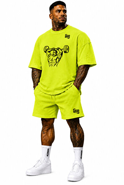 Genenic Summer Bodybuilding Set for Men 2-Piece (Shorts & T-Shirt), Polyester...