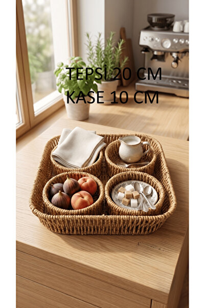 SepetçiBaba Natural Wicker Look 5 Piece Presentation and Organizer Set - 192