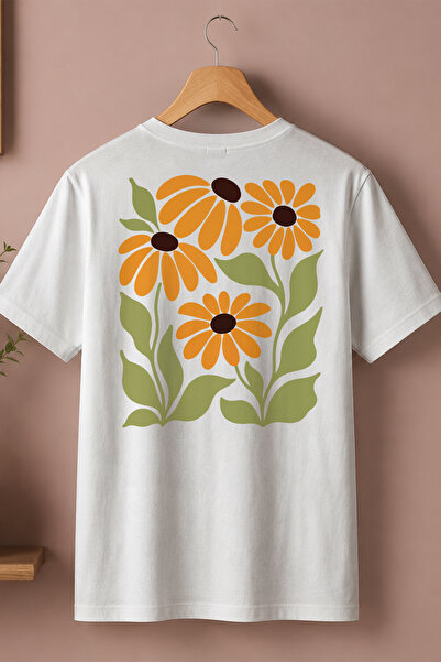 Spoyi Retro Daisy dizajnirana 100% pamučna polu-oversize bela majica