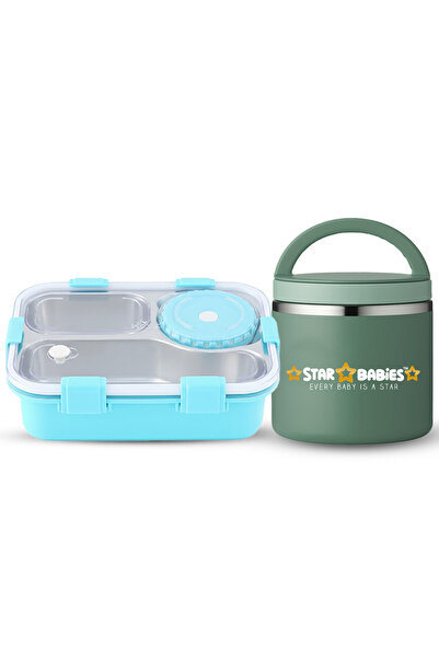 STAR BABiES Food-Grade 304 Stainless Steel Bento Lunch Box with 4 Compartment...