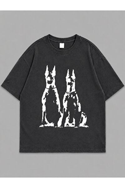 ZİYMO Men's Doberman Printed Oversized T-Shirt