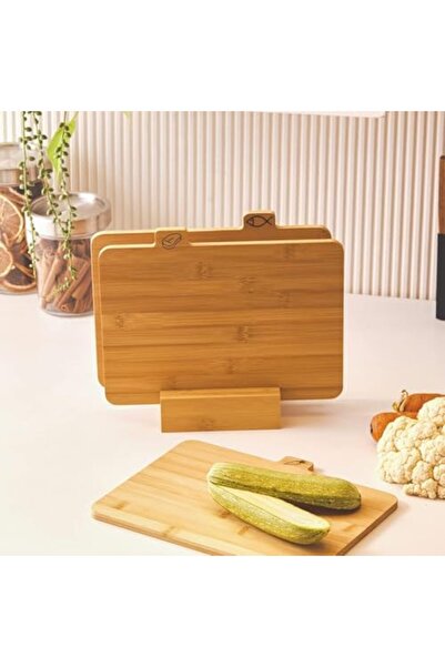 Yıldızan Nry Shop Set of 3 Bamboo Cutting Boards with Stands – Hygienic and D...