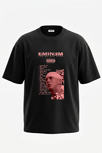 Anetos Eminem Show Design Printed Unisex Oversize Black Tshirt