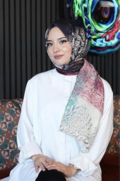 Yıldızan ysf shop شال قطني ناعم باللون الأخضر بنمط متموج 188675