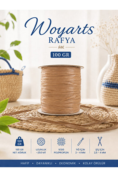 woyarts Νήμα Ράφια 100 γρ. 250 μ. για τσάντες, καπέλα, τσάντες παραλίας, καλά...