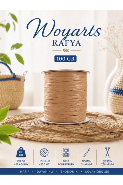 woyarts Νήμα Ράφια 100 γρ. 250 μ. για τσάντες, καπέλα, τσάντες παραλίας, καλά...