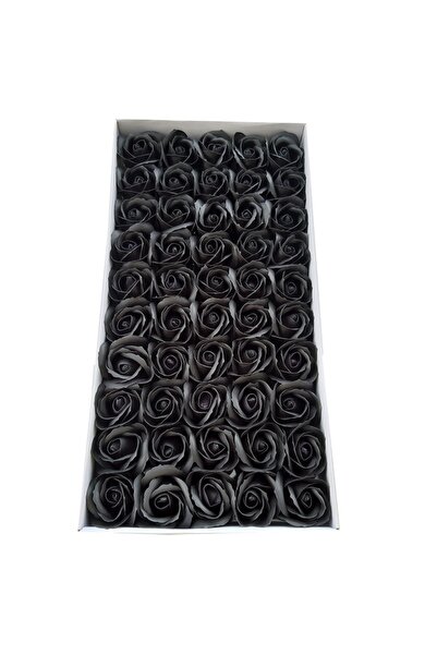 MACVI Set de 50 de trandafiri din săpun negru, 5x5 cm - Eleganță și parfum re...
