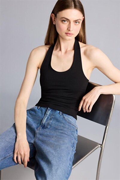 DeFacto Slim Fit Halter Neck Tank Top (26 Sm)