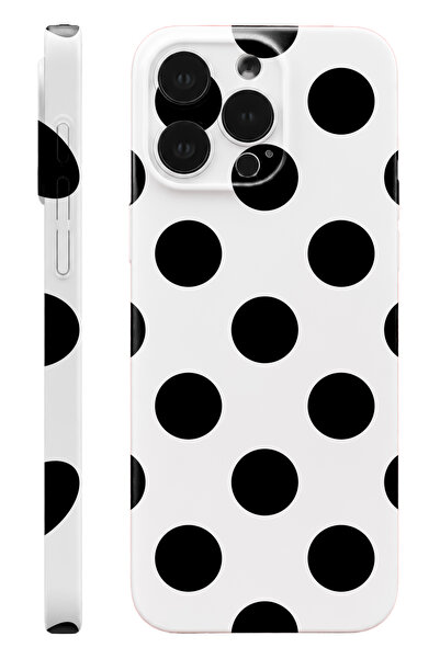 WANNA PROTECT iPhone 14 Pro Max Siyah Puantiye Protect Slim Parlak Tam Kaplay...