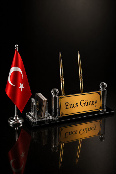 South Steel Kişiye Özel Kristal Masa İsimliği Masa Bayraklı Yönetici Makam Of...