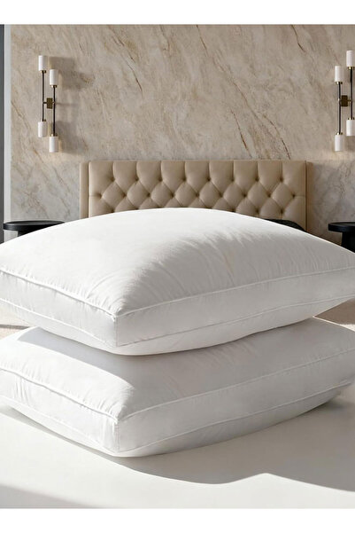 Medical Sleep 2 Pieces Bed Pillow with Double White Line 100% Cotton - 800 Gr...