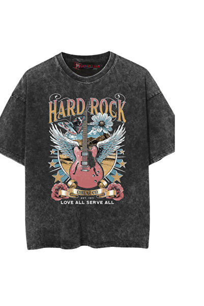 dompulerimoda Hard Rock Gothic Printed Oversize Unisex Washable Vintage T-Shirt