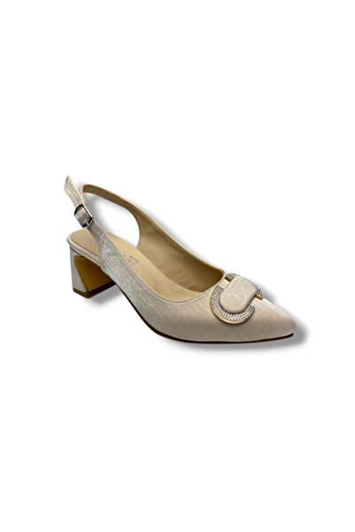 Cakgo Desire 472(342)-26 Striped Glittery Satin Stone Square Heel Women's Sho...